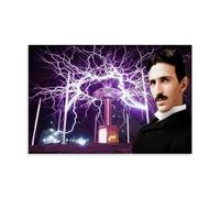 BJHIHSX Stampa artistica da parete su tela, motivo "Inventor Nikola Tesla", stampa moderna, per camera da letto, 20 x 30 cm