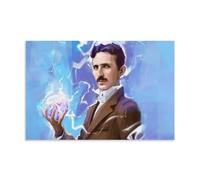 BJHIHSX Stampa artistica da parete su tela, motivo "Inventor Nikola Tesla", stampa moderna, per camera da letto, 40 x 60 cm