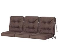 Bjird Cuscino per Panchina - Cuscini Morbidi per Seduta e Schienale, Cuscino per panche da giardino a dondolo, Cuscino per panca altalena Hollywood - 150 cm (3 x 50 cm) - marrone scuro