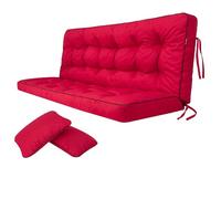 Bjird Cuscino per Panchina, Cuscino per panche da giardino a dondolo, Cuscino per panca altalena Hollywood - Cuscini Impermeabili con Cinghie di Fissaggio, incl. 2 cuscini laterali - 100 cm - rosso
