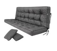 Bjird Cuscino per Panchina da Giardino a Dondolo - Impermeabile Con Cinghie di Fissaggio, 2 Cuscini Laterali - 100 cm - Grafite