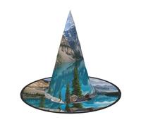 BJNGHKLN Bella Montagne Stampa Cappello Da Strega Di Halloween Per Le Donne Cappello Del Partito Per Halloween Festività Cosplay Costume Ensemble