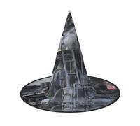 BJNGHKLN Cappello da strega di Halloween con stampa di nuvole di treno a vapore per le donne cappello da festa per feste di Halloween costume cosplay ensemble