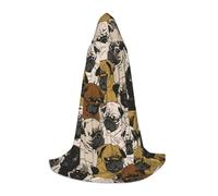 BJNGHKLN Halloween Piano Lunghezza Con Cappuccio Cape Imagen De Pug Stampa Lungo Con Cappuccio Mantello Per Teen