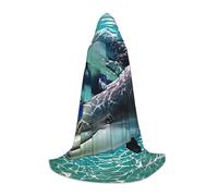 BJNGHKLN Halloween Piano Lunghezza Con Cappuccio Del Capo Delfini Stampa Lungo Con Cappuccio Mantello Per Teen