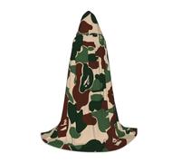 BJNGHKLN Halloween Piano Lunghezza Con Cappuccio Mantello Con Cappuccio Camouflage Verde Stampa Lungo Mantello Con Cappuccio Per Teen