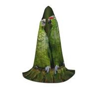 BJNGHKLN Halloween Piano Lunghezza Con Cappuccio Mantello Due Pappagalli Su Palma Verde Stampa Lungo Mantello Con Cappuccio Per Teen