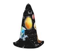 BJNGHKLN Halloween Piano Lunghezza Con Cappuccio Mantello Pianeti Stelle E Via Lattea Galaxy Stampa Lungo Con Cappuccio Mantello Per Teen