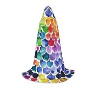 BJNGHKLN Halloween Piano Lunghezza Con Cappuccio Mantello Sirena Scala di Pesce Stampa Lungo Con Cappuccio Mantello Per Teen