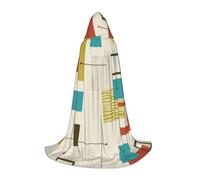 BJNGHKLN Mantello con cappuccio lungo di lunghezza del pavimento di Halloween metà secolo moderno stampa lunga con cappuccio per adolescenti