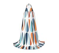 BJNGHKLN Mantello con cappuccio lungo di lunghezza del pavimento di Halloween Mid Century moderno con forme di goccia stampa lungo mantello con cappuccio per adolescenti