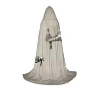 BJNGHKLN Mantello con cappuccio lungo per Halloween fino al pavimento della seconda guerra mondiale con aereo stampa aeroplano mantello lungo con cappuccio per adolescenti