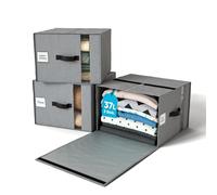 Björn&Schiller Borsa portaoggetti, 3 pezzi, portaoggetti e organizzazione per vestiti, 39 × 36 × 26 cm, 37 l, lino, grigio, pieghevole, con finestra e cinghie