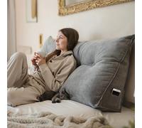 Björn&Schiller cuscino schienale grigio - cuscino da lettura per letto e divano, cuscino grande per la testata del letto, con fodera lavabile, cuscino per testiera di letto matrimoniale (120 cm)