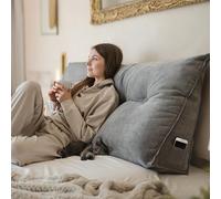 Björn&Schiller cuscino schienale - cuscino da lettura per letto e divano, cuscino grande per la testata del letto, con fodera lavabile (Grigio, 160 cm)
