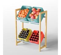 Björn&Schiller Scaffale per casse di bevande, stabile supporto per casse di bevande, per 4 casse, porta casse di bevande, supporto antiscivolo, in bambù e ferro, fino a 80 kg