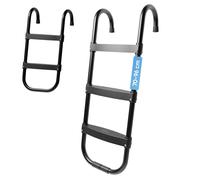 Björn&Schiller Scaletta per trampolino - Scala regolabile in altezza per trampolino (70-96 cm), universale, 3 gradini, antiscivolo, fissaggio stabile, resistente alle intemperie, facile da montare