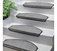 Björn&Schiller tappetini per Scale Interne, Set 15 gradini autoadesivi, Antiscivolo per Scale, Moquette per gradini, Forma semicircolare, Rivestimento Scala Interna, Grigio