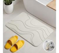 Björn&Schiller Tappeto da bagno in pietra, set, assorbente a rapida asciugatura, antibatterico, antiscivolo, altamente assorbente in diatomite, tappetino da doccia 60x39 cm, bianco