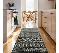 Björn&Schiller Tappeto passatoia 60 x 180 cm, antiscivolo, per corridoio, camera da letto e soggiorno, moderno tappeto lungo da cucina, nero