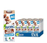 BJORG Bevanda di Riso al Cioccolato e Nocciole, Bevanda Vegetale a Basso Contenuto di Grassi, Ideale per Ricette Dolci, Senza Glutine, Gusto Goloso, Vegan, Prodotto in Italia, 12 x 1L