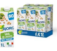 BJORG Bevanda di Soia Naturale 0% Zuccheri, Vegetale Biologica, Senza Glutine, Gusto Delicato, 6x1L