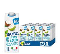 BJORG Bevanda Nettare di Cocco Biologica (12 x 1L) Senza Zuccheri Aggiunti