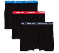 Björn Borg Pantaloncini Sammy Contrast Solid Boxer, Nero, XL (Pacco da 3) Uomo