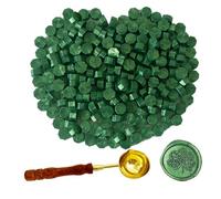 BJOYEE 200 pezzi di cera per sigillatura verde, con 1 cucchiaio, set di sigilli ottagonali per timbri, per inviti, buste, biglietti, confezioni regalo