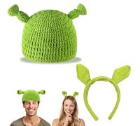 BJPERFMS Costume Carnevale Shrek, Shrek Costumi di Carnevale, Cerchietto Capelli Shrek, Cappello Shrek, Set di Costumi Shrek, Accessori per Bambini Adulti per Cosplay Compleanno Festa in Maschera