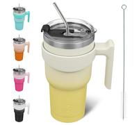 BJPKPK Bicchiere da 30 once con manico, tazze termiche con coperchio e cannuccia, tazze da viaggio riutilizzabili in acciaio inossidabile a doppi