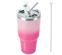 BJPKPK Bicchiere da 30 oz con coperchio e cannuccia Tazza da viaggio per caff in acciaio inossidabile Tazza termica isolata Fiore di ciliegio