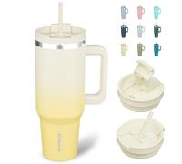 BJPKPK Bicchiere da 40 once con manico isolato bicchieri con coperchio e cannuccia in acciaio inox tazza termica, limone