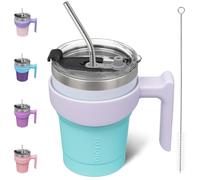 BJPKPK Bicchiere isolato in acciaio inox con manico e cannuccia, per acqua o caffè freddo, 300 ml