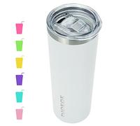 BJPKPK Bicchiere sottile con coperchio, 590 ml, in acciaio inox, isolamento sottovuoto, a doppia parete, da viaggio, per caffè, acqua, tazza, bianco, (TSK20bianco)