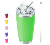 BJPKPK Bicchiere termico da 590 ml, in acciaio inox, con coperchio e cannuccia, da viaggio, per caffè, da donna, verde