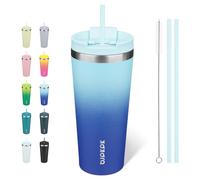 BJPKPK Bicchiere termico da 623,7 g, con coperchio e cannuccia, in acciaio inox, da viaggio, riutilizzabile, colore cielo