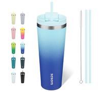 BJPKPK Bicchiere termico da 760 ml, con coperchio e cannuccia, in acciaio inox, da viaggio, riutilizzabile, colore cielo