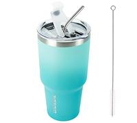 BJPKPK Bicchieri isolati in acciaio inox da 850 ml, con coperchio e cannuccia, tazza da caffè a doppia parete, colore: menta