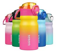 BJPKPK Borraccia termica con cannuccia, capacità 400 ml, riutilizzabile, in acciaio inox, con coperchio bloccabile a prova di perdite e maniglia per il trasporto, arcobaleno