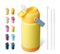 BJPKPK Borraccia termica con coperchio con cannuccia, borraccia termica da 350 ml, con ugello morbido, manico flessibile e stivale antiscivolo, senza BPA, a prova di perdite, in acciaio inox, a prova