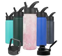 BJPKPK Borraccia termica con coperchio con cannuccia, borsa dell'acqua fredda e calda da 623,7 g, in acciaio inox, con 3 coperchi, thermos riutilizzabile, tazze, tazze per l'assunzione di acqua
