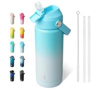 BJPKPK Borraccia termica con coperchio con cannuccia, da 510 ml, con ugello morbido, manico flessibile e stivale antiscivolo, senza BPA, a prova di perdite, in acciaio inox, thermos, bicchieri, tazze