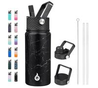 BJPKPK Borraccia termica con coperchio con cannuccia, in acciaio inox, da 510 ml, thermos freddo e caldo con 3 coperchi, a prova di perdite, tazza da viaggio senza BPA, boccetta larga, thermos