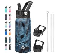BJPKPK Borraccia termica con coperchio con cannuccia, in acciaio inox, da 510 ml, thermos per acqua fredda e calda con 3 coperchi, a prova di perdite, tazza da viaggio senza BPA, boccetta larga,