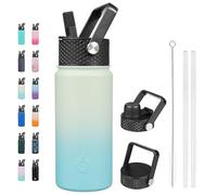 BJPKPK Borraccia termica con coperchio con cannuccia, in acciaio inox, da 510 ml, thermos per acqua fredda e calda con 3 coperchi, a prova di perdite, tazza da viaggio senza BPA, boccetta larga