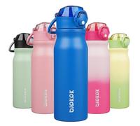BJPKPK Borraccia termica da 750 ml, con cannuccia, in acciaio inox, a doppia parete, senza BPA, a prova di perdite, con coperchio ribaltabile e beccuccio in morbido silicone, blu
