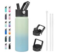 BJPKPK Bottiglie d'acqua isolate da 22 once,Bottiglia d'acqua in acciaio inossidabile con paglia,Bottiglie d'acqua termoisolate con 3 coperchi,Bottiglie di acqua calda fredda per la menta della scuola