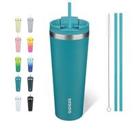 BJPKPK Laguna - Bicchiere da viaggio con coperchio e cannuccia, in acciaio inox, capacità 760 ml