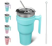 BJPKPK Tumbler con manico e coperchio con cannuccia, 40 oz, tazze da caff isolate in acciaio inossidabile per casa, ufficio o auto, turchese